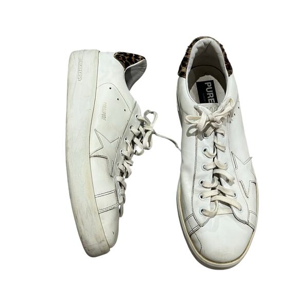 Golden Goose White Cheetah Pure Star Sneakers Size EU 44 - Picture 1 of 8